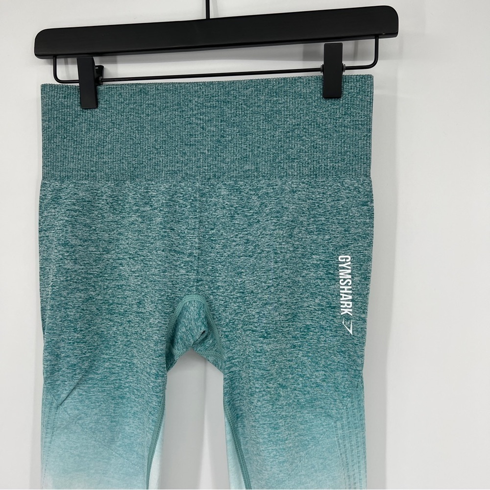 Gymshark Ombré Teal White Stretch Ankle Seamless Pull-on Athletic Leggings - Picture 2 of 14